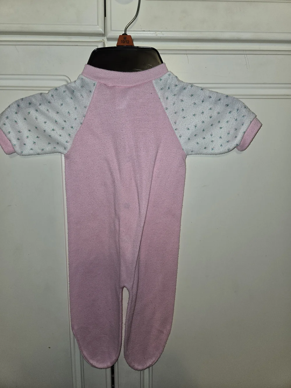 Pink Baby One-Piece Footed Sleeper with Patterned Sleeves
